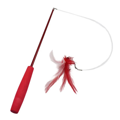 Durable 3-section Cat Teaser Wands Interactive Funny Telescopic Fishing Pole Stick Teaser Cat Accesorios