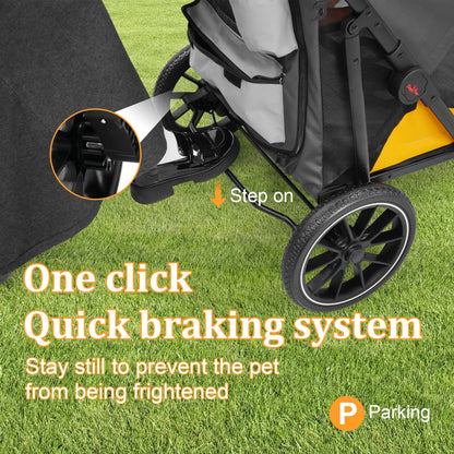 One-Click Folding Dog Stroller for Large Dogs Outdoor Pet Jogger Wagon Stroller Carrier with Storage Pockets 4 Wheels Pet Travel Stroller