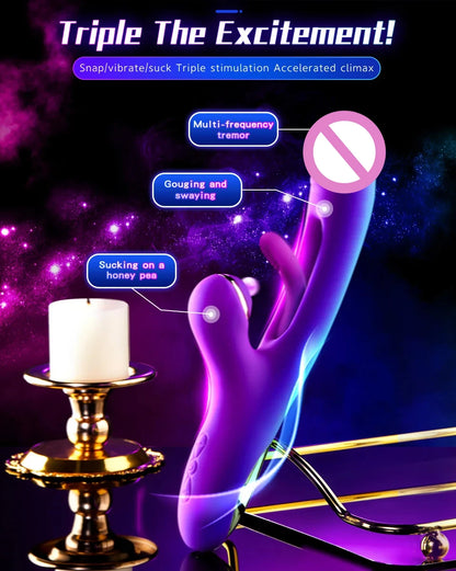 Flapping G Spot Vibrator Dildo Rabbit Adult Toy Vibration Silicone Waterproof Personal Vibrator Clitoral Nipple Anal Stimulation