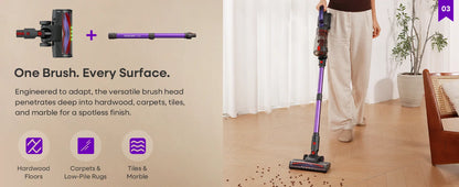 Erabros EV3 Cordless Vacuum Cleaner 500w 60Kpa Suction Power 60mins Cordless Vacuum Handheld Smart Home Dust Mug 3 Suction Model