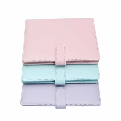 Solid Color Leather Folder Desktop Information Card Storage Notebook Folder Notepad Cover Leather Binder Study Office Supply