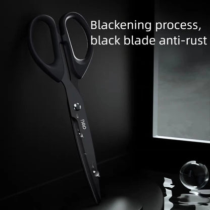 Deli Black Blade Scissors Stainless Steel Anti-Rust Shears Comfort Grip Office School Home Craft Cutting Stationery