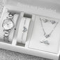 6PCS/Set Fashion Women's Quartz Watch Stainless Steel Band Wrist Watches Diamond Jewelry Set(Without Box)