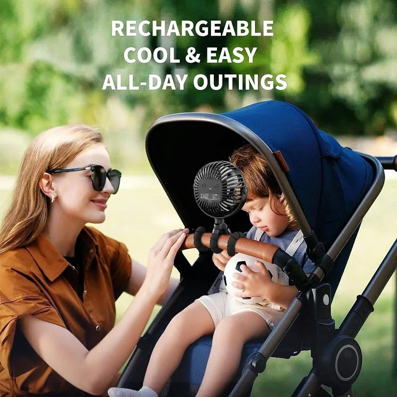 Mini Clip On Fan for Car Seat Crib Baby Stroller Fan Handheld Rechargeable USB Fan Small Cooling Fans Baby Stroller Accessories