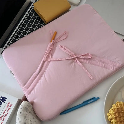 New 11/13/15.6 inch Laptop Sleeve Case Shockproof Bowknot Notebook Cover Ultra Thin Large Capacity Tablet Protective Pouch