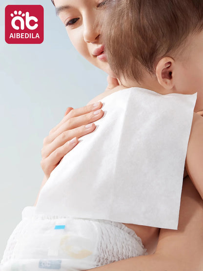 AIBEDILA Newborn Baby Cotton Dry Wipes Unscented Hypoallergenic 3-in-1 Clean Care Thick Facial Towels for Sensitive Infant Skin