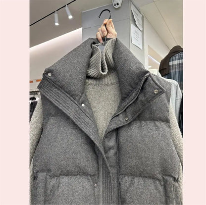 Korea Chic Streetwear Personalized Vest Short Parkas Casual Elegant Waistcoat  Coat  High Street Moda All-match Women Jacket