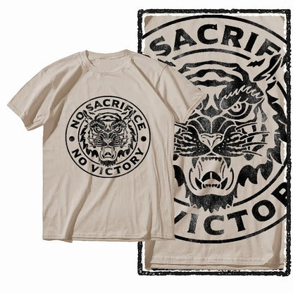 G41 Beige Vintage 100% Cotton Tiger Printed Men's T-shirt |  Streetwear Big Size Cool O-neck men's Tee Tshirt