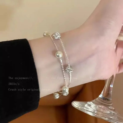 Zinc Alloy Bracelet Sparkling Zircon Flower Bracelet Handmade Bracelet Alloy For Daily Wear Fashion Accessory Party