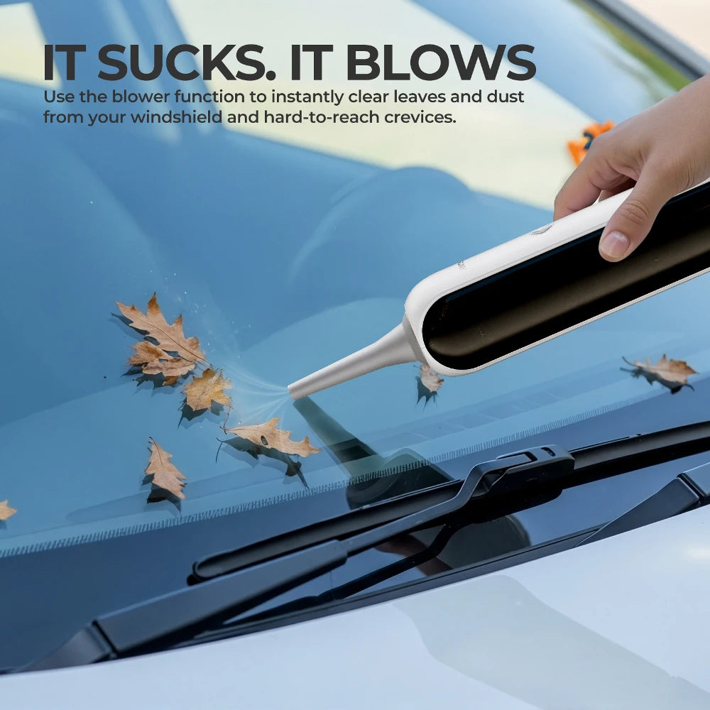 Handheld Vacuum Cleaner with LED Light, Portable Car Cordless Vacuum Cleaner with Powerful Suction and 7 Nozzles, Blowing, White