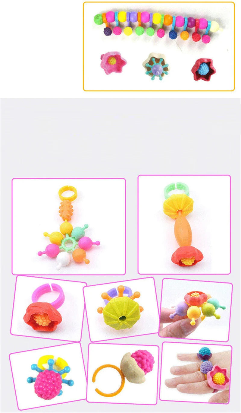DIY Pop Beads Girl Toy Creativity PopArty Beads Snap-Together for Kid Crafts Children Bracelet Jewelry Fashion Kit Toy for Girl