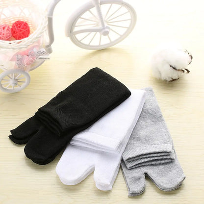 1Pair Japanese Two Toe Socks Men And Women Kimono Flip Flop Sandal Split Ninjia White  Black GreyTabi Toe Socks