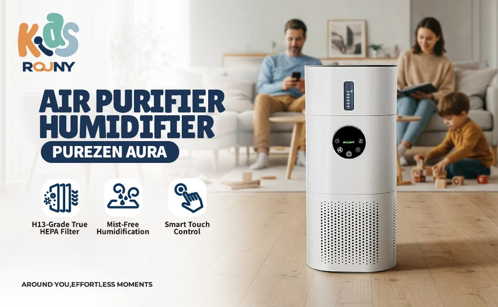 ROUNY 2-in-1 Air Purifier & Humidifier, Multi-Function Appliance, Deodorizing & Fog-Free Humidification, White