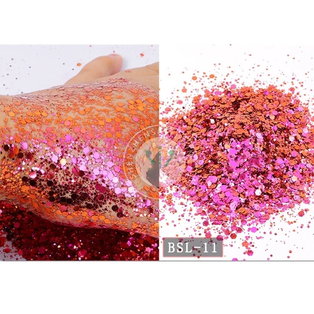 5g/BagGlitter Chameleon Nail Flakes Iridescent Chameleon Nail Powder Holographic Laser Colorful Nail Sequins 120 Colors Mix Size