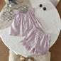 Girls' Summer Fashion Set Children's Flower Print Flying Sleeve Top+Shorts Two Piece Cute Little Girl Refreshing Set