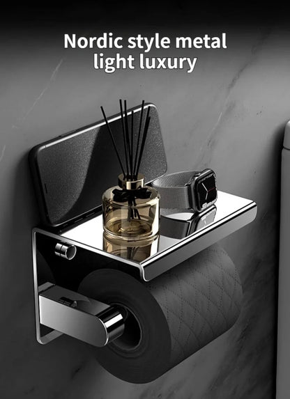 Stainless Steel Paper Towel Holder Without Punching Wall-Mounted Kitchen Roll Holder Toilet Paper Holder Bathroom Towel Rack