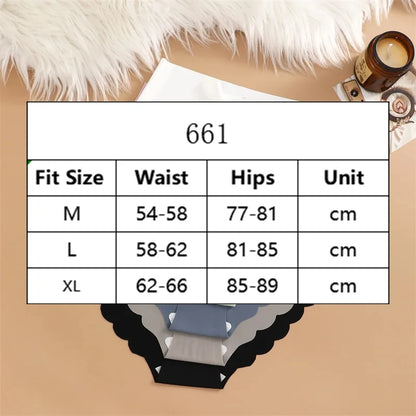 Ice Silk Seamless Panties 4PCS/Set Women's Briefs Solid Color Elastic Underwear Female Ultra Thin No Trace Wavy Side Panties