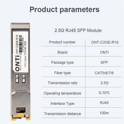 ONTi 2.5G RJ45 SFP Module 2.5Gbps SFP Copper RJ45 SFP Transceiver Module Compatible with Cisco/Mikrotik Ethernet Switch