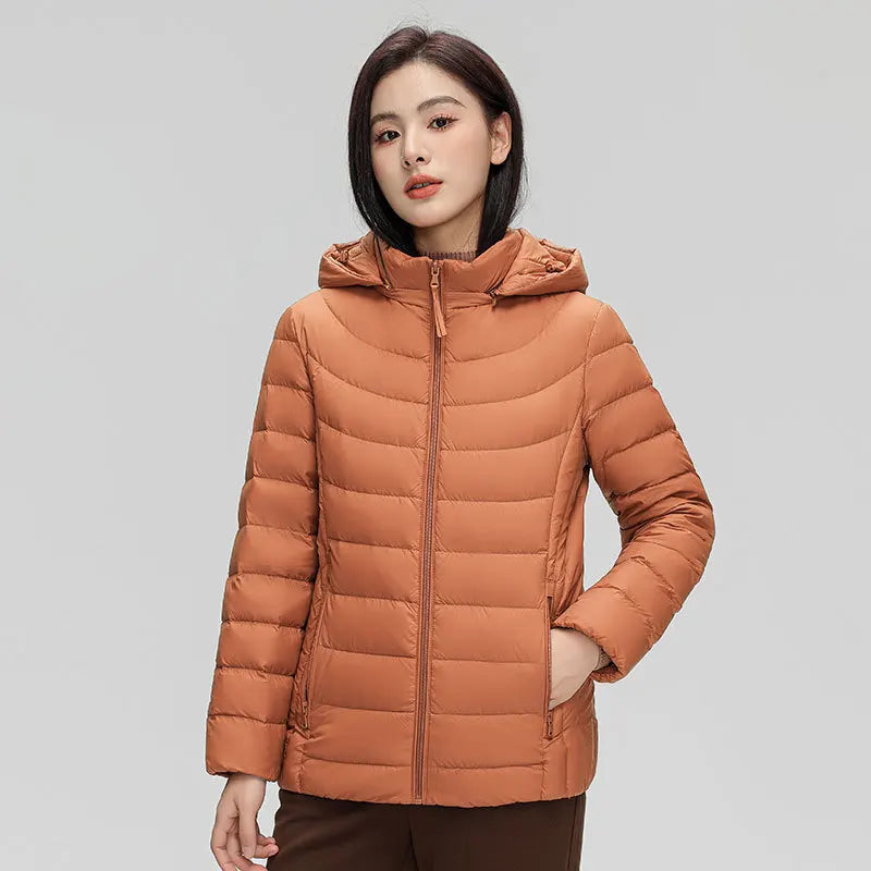 Women's plus Size M-6XL Hooded Puffer Jacket 90% Down Quilted Warm Coat Parka with Detachable Hat Winter Outerwear