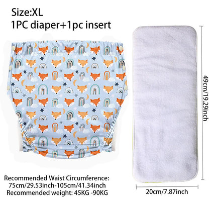 Ice Silk Adult Cloth Disaper Waterproof Old Man's Diaper Pants Reusable Diapers Trouser Pocket Anti-leak Breathable Nappy Pads
