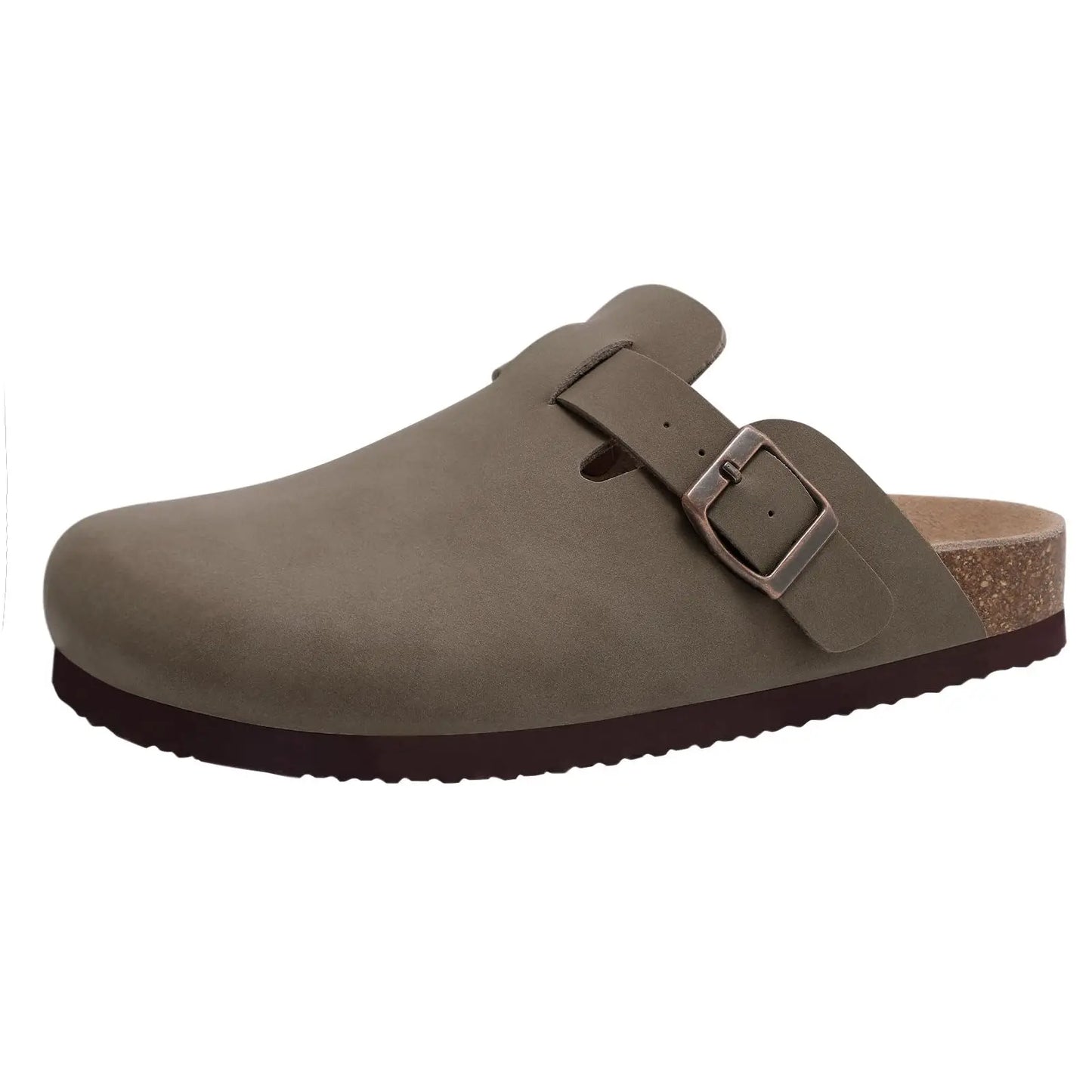Shevalues Men's Suede Clogs Soft Leather Mules Men New Summer Men Cork Sandals Comfort Slip On Unisex Clogs With Arch Support
