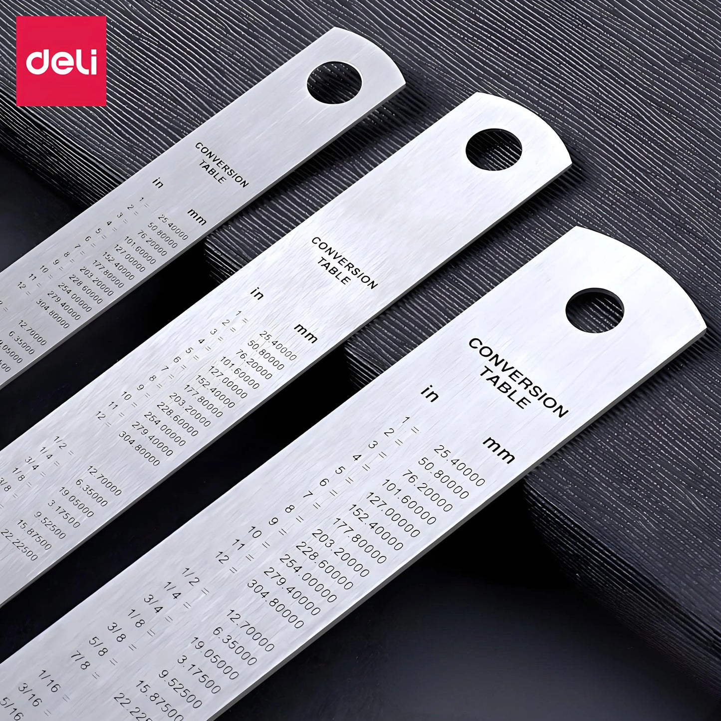 DELI Metal Ruler Precison Clear Marking Craft Wood Working Draft Measure Tool