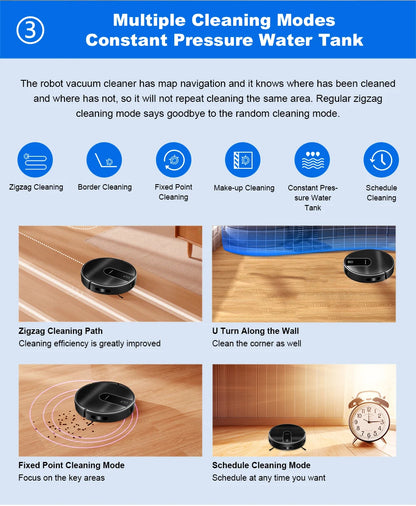 Robot Vacuum Cleaner LIECTROUX N7S-U,Smart Mapping,WiFi App,6KPa,5200MAH ,Brushless Motor,Ideal for Pet Hair