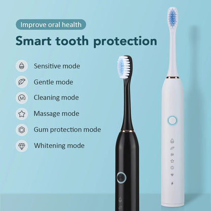 Electric Toothbrush For Teeth Brushes 6 Modes Dental Tooth Whitening Cleaner IP67 Waterproof Type-C Rechargeable Oral Care