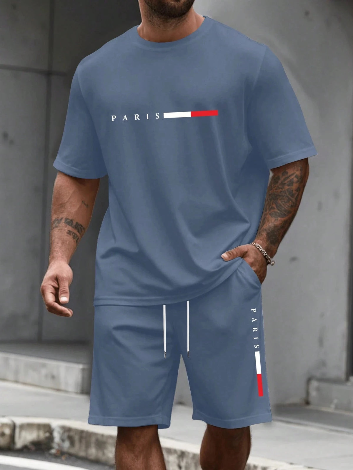 Men's Tracksuit 2 Piece O-neck Short Sleeve Shirt Shorts Set Men's Running Suit Plus Size T shirts Man Clothing Summer T-shirt