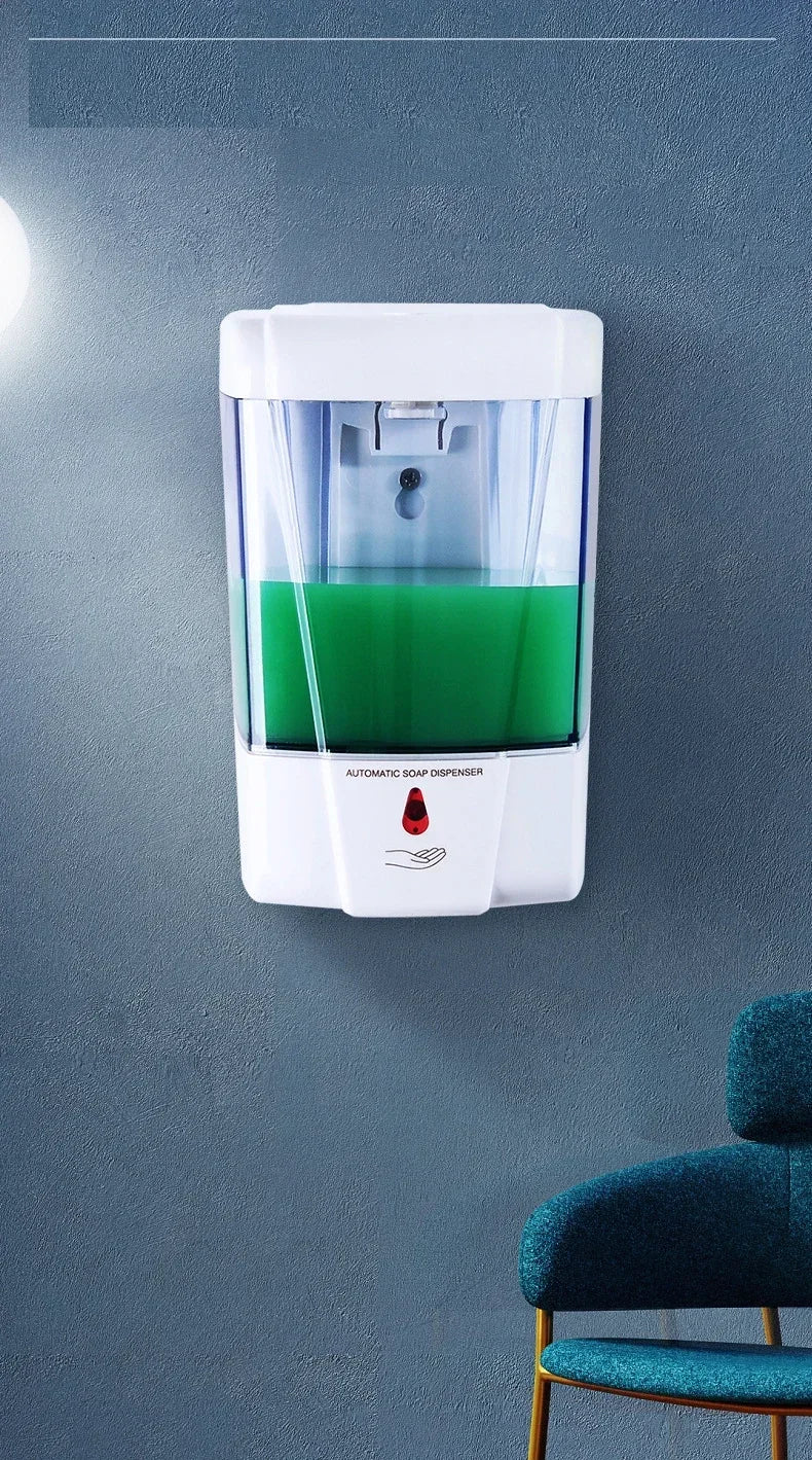Automatic Touchless Soap Dispenser 700ml, Wall-Mounted Large Capacity Battery-Operated Sensor Hand Washer for Bathroom Kitchen
