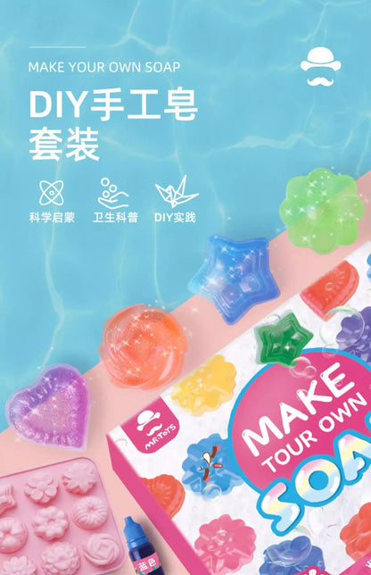 Kids DIY Soap Making Kit Gem Crystal Shapes Handcraft Art Set Creative Molding Craft Toy Birthday Gift for Girls Boys Hobby Play