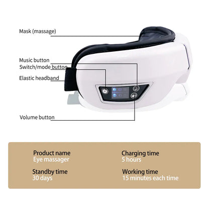 Eye Massage Device Vibration Airbag Pressure Eye Massager Bluetooth Music Relax Fatigue Eye Care Improve Sleep Tools Foldable