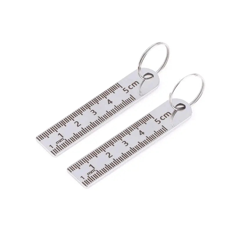 ♥Mini Stainless Steel Ruler Keychain | 1-5cm Portable Measuring Tool Key Rings (Anti-loss Measuring Ruler)