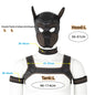 XL Large Size Puppy Cosplay Neoprene Fetish Hood Mask Kit with Chest Strap Collar Armband Sex Costumes for Bdsm Slave Role Play