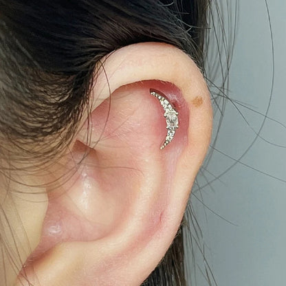1PC 316L Stainless Steel Geometry Stud Earrings For Women Fashion Star Moon Lobe Daith Helix Cartilage Earring Piercing Jewelry