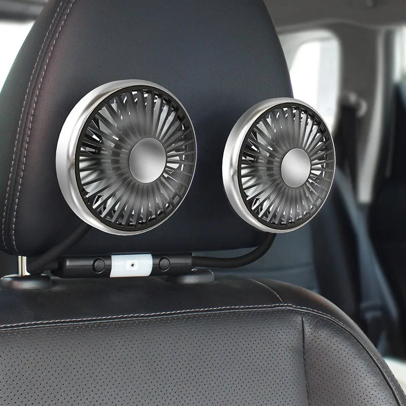 EAFC Car USB Fan Dual Head Cooling Air Fan Independent Switch 3-Speed 360 Degree Adjustable Auto Fan Car Electrical Appliances
