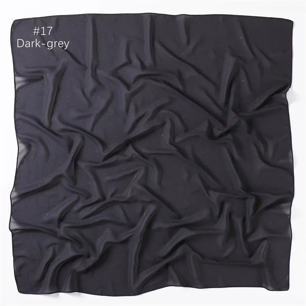 90*90cm Square Chiffon Hijab Scarf Women Solid Color Muslim Soft Head Scarf Islamic Shawls and Wraps Headband Musulman Scarves