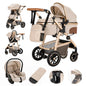Baby Stroller 3 in 1 Easy Folding Multifunctional Stroller Travel Portable Baby Carriage Safety Seat EU Standard Aluminum Frame