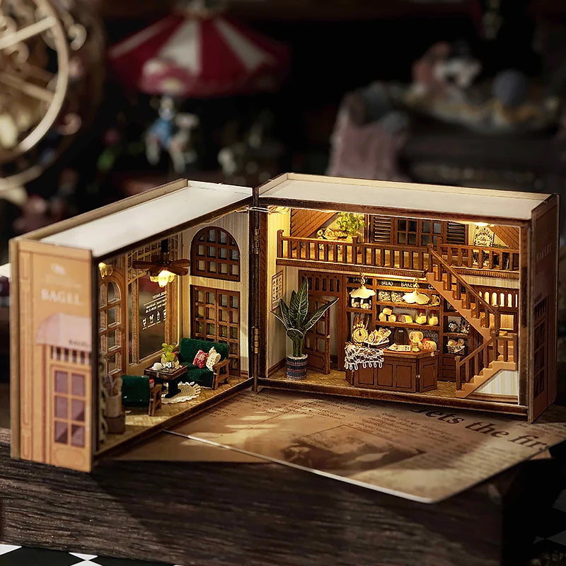 Mini Doll House DIY Small House 3D Puzzle Assembly Building Model Toys Home Bedroom Decoration With Furniture LED Lights Gifts