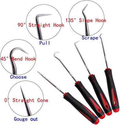 Car Auto Vehicle Oil Seal Screwdrivers Set O-Ring Seal Gasket Puller Remover Pick Hooks Tools Sealing Repair Tools 16cm 4Pcs
