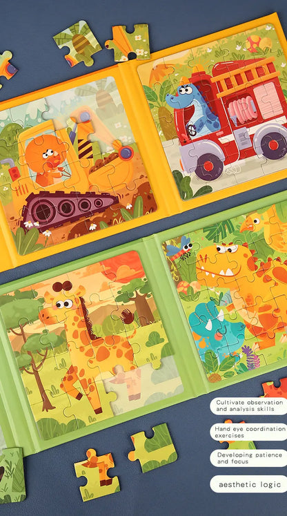 Magnetic Puzzles Games for Kids Busy Quiet Cartoon Animals Jigsaw Book Montessori Baby Educational Toys Children's Early Gifts