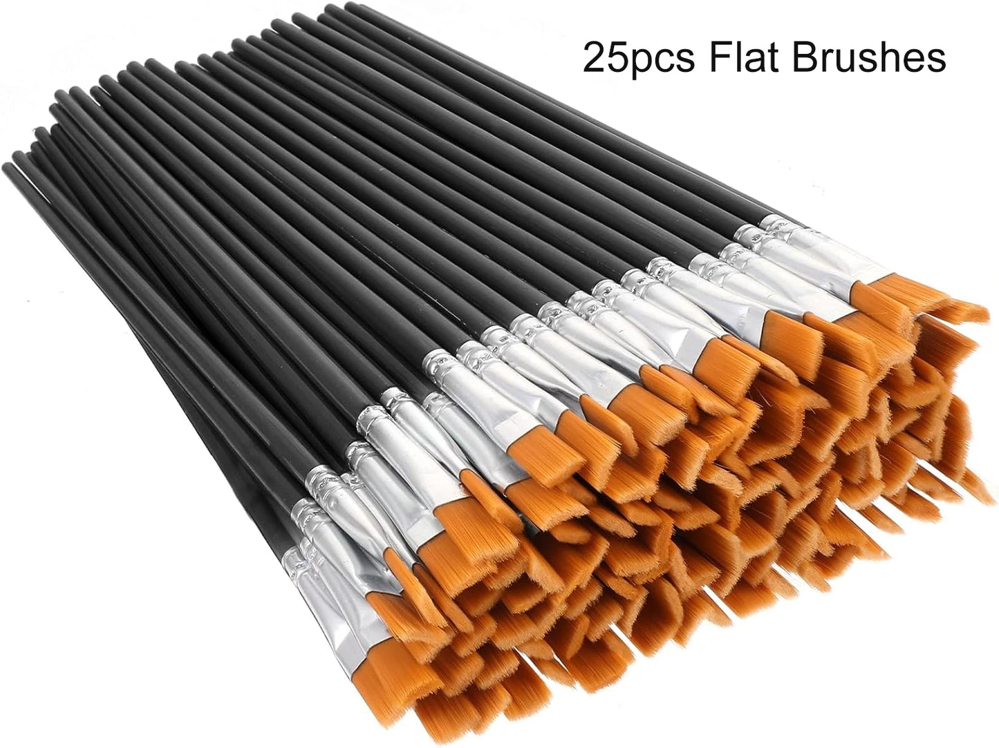 Flat And Round Paint Brushes Set,Pointed Flat Nylon Hair Brushes For Acrylic Oil Watercolor Paint Party Painting