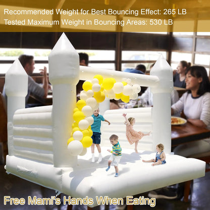 SAYOK Inflatable White Wedding Bounce House Castle PVC Inflatable Bouncy Castle Bounce House Bridal Jumping Bed for Wedding