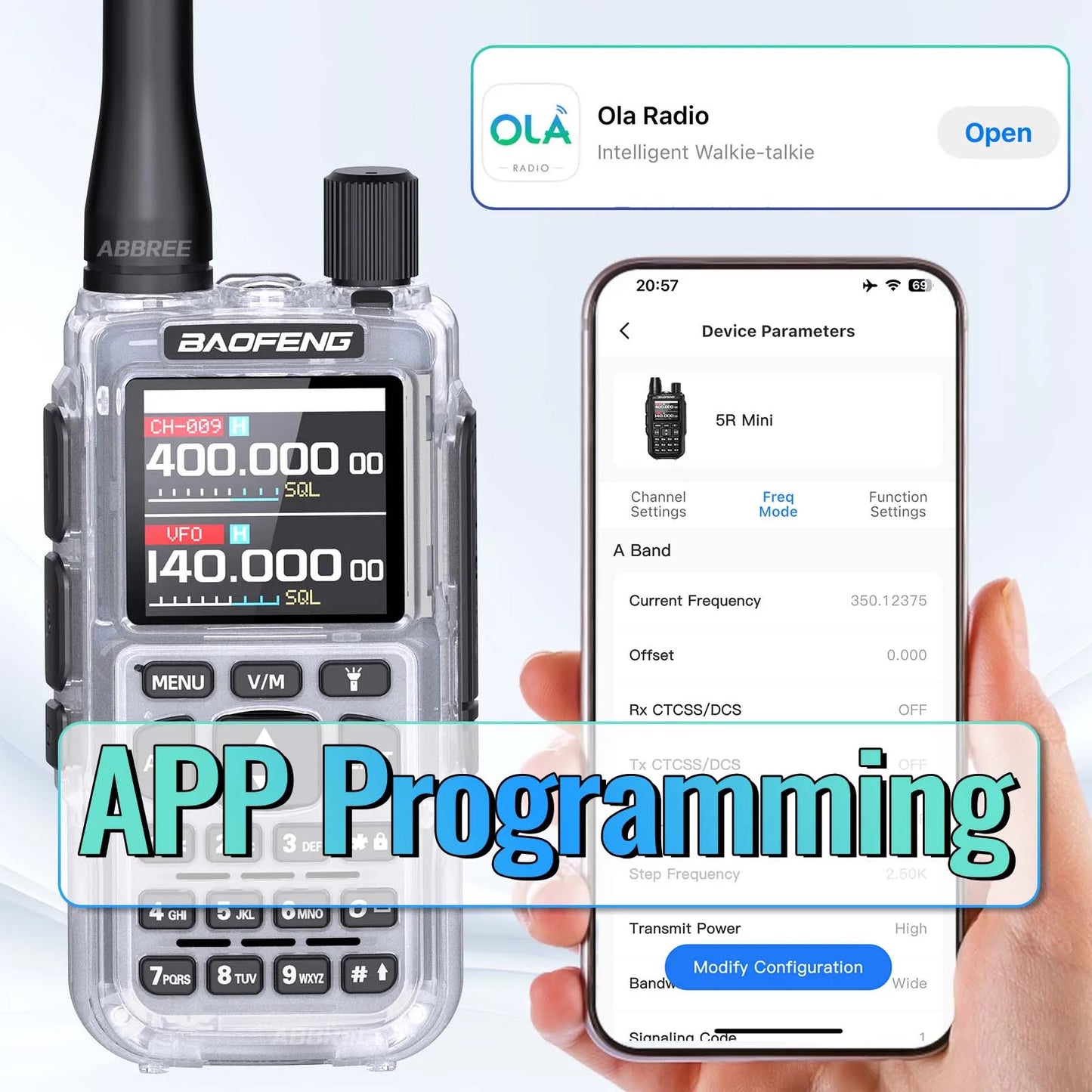 BAOFENG MINI 5 Walkie Talkie 2200mAh Battery APP Bluetooth Programming Long Range Dual PTT Newly Upgraded UV-5R MINI Ham Radio