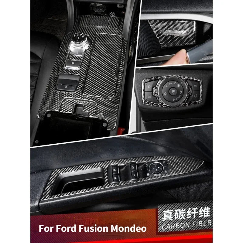 Fit for Ford Fusion Mondeo 2013–2019 Carbon Fiber Style ABS Interior Panel Cover Trim Stickers Car Decor Accessories