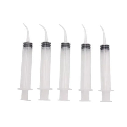 5Pcs Dental Disposable Irrigation Syringe With Curved Tip 12ml For Dentist Use Dental Consumable Tool Oral Teeth Whitening