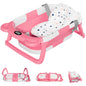 Collapsible Baby Bathtub for Newborn with Thermometer &1Soft Floating Cushion,Portable Travel Bathtub with Drain Hole,Baby Tubs