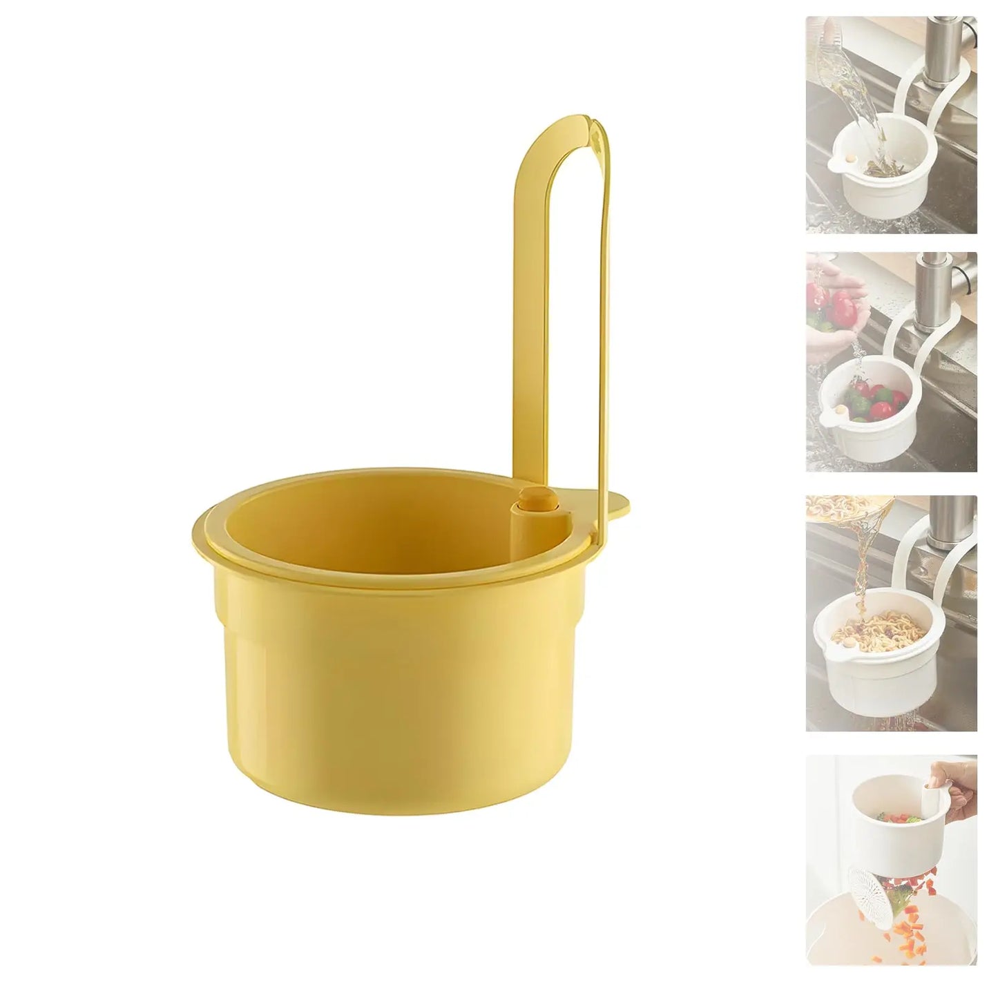 Self Cleaning Kitchen Sink Strainer Basket Press Automatic Dumping Waste Catcher Faucet Hanging Draining Basket Trash Filter