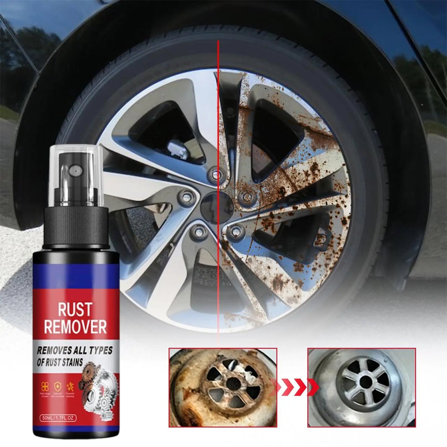 Car Metal Rust Removal Spray Car Maintenance Cleaning Rust Dissolver Auto Polishing Care Rust Cleaning Spray for Car Detailing