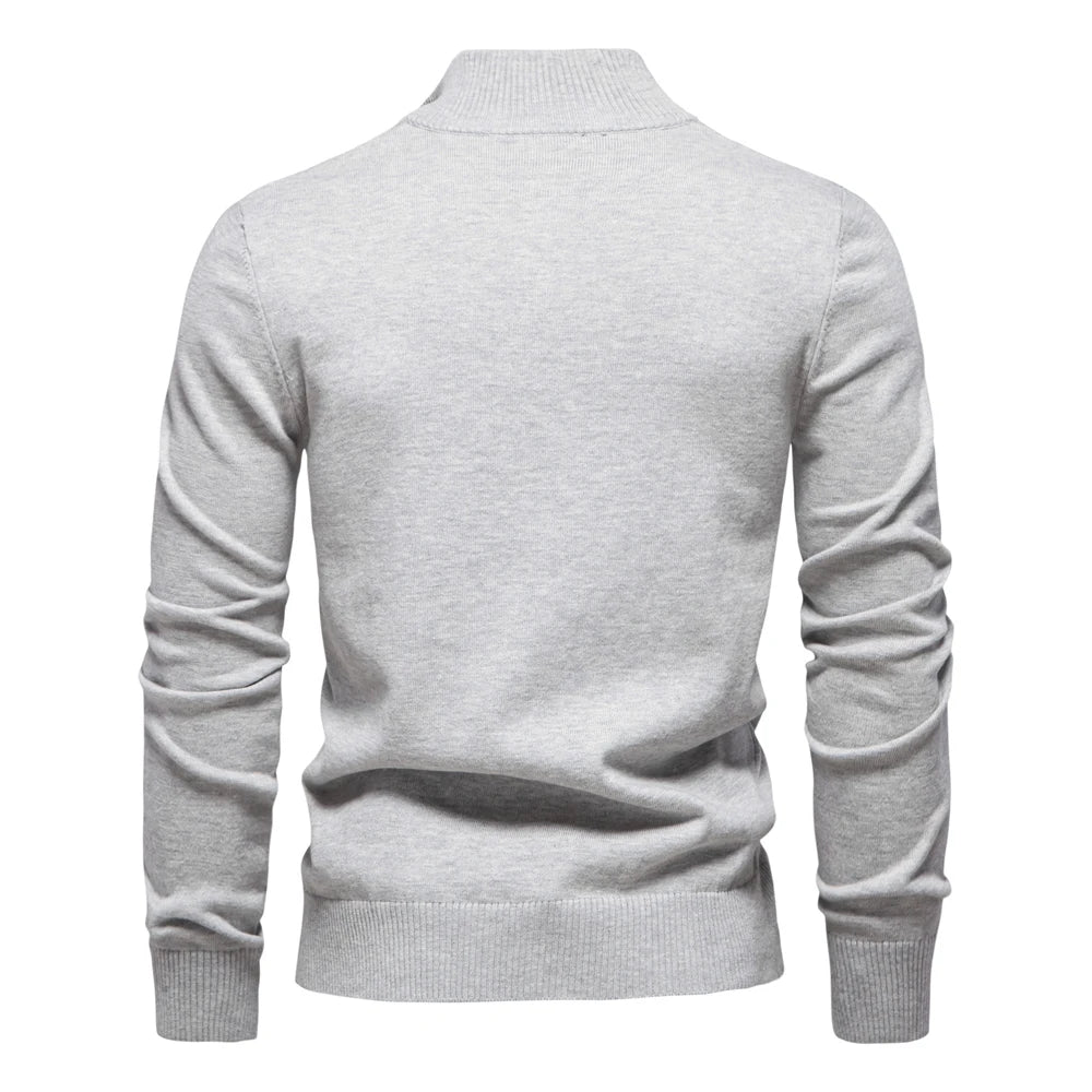 AIOPESON Mens Mock Neck Cotton Pullover Knit Sweaters Casual Business Strip Ribbed Turtleneck Sweaters for Men